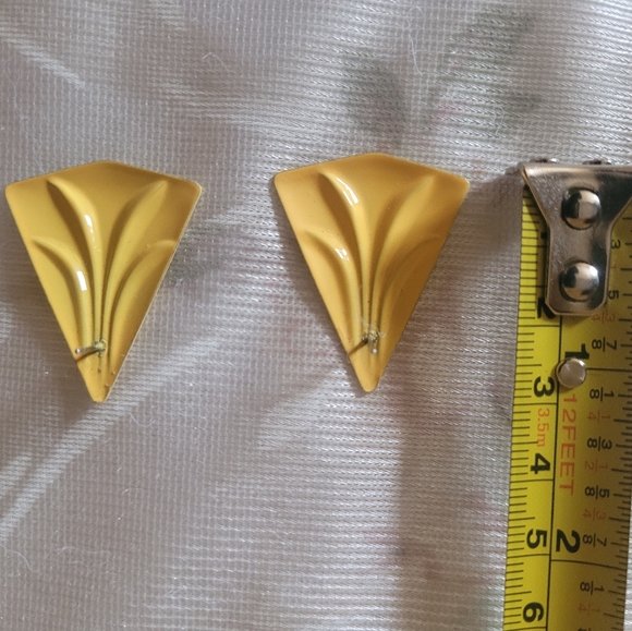 Women's Triangular Yellow Earrings - Picture 2 of 3